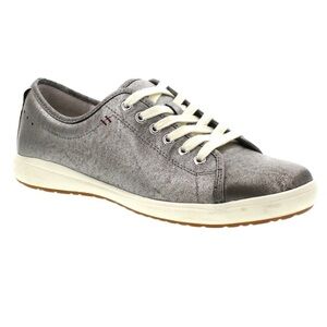 Josef Seibel Caren genuine leather silver pewter comfortable sneaker shoes EU 37